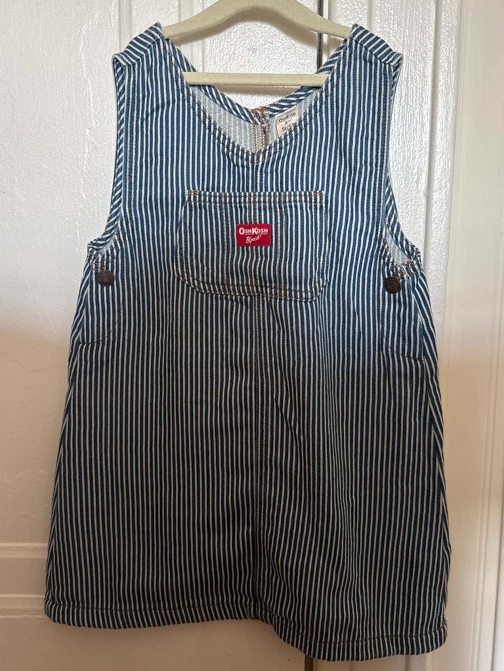 OshKosh B'gosh Navy and White Striped Pinafore Dress